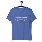 Make Life Good! 100% Cotton T-Shirt with "Make Life Good!" Ripples White Custom Graphic for Men & Women, Unisex Tee