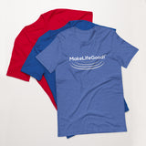 Make Life Good! 100% Cotton T-Shirt with "Make Life Good!" Ripples White Custom Graphic for Men & Women, Unisex Tee