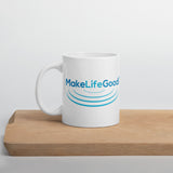 Make Life Good! Ceramic Coffee Mug with Ripples Custom Graphic - Java & Tea Cup