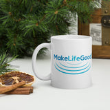 Make Life Good! Ceramic Coffee Mug with Ripples Custom Graphic - Java & Tea Cup