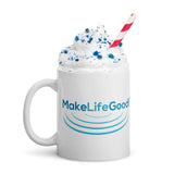 Make Life Good! Ceramic Coffee Mug with Ripples Custom Graphic - Java & Tea Cup
