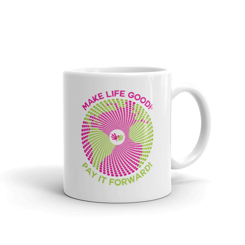 Make Life Good! Ceramic Coffee Mug with Pay It Forward Custom Graphic - Java & Tea Cup