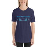 Make Life Good! 100% Cotton T-Shirt with "Make Life Good!" Ripples Blue Custom Graphic for Men & Women, Unisex Tee