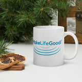 Make Life Good! Ceramic Coffee Mug with Ripples Custom Graphic - Java & Tea Cup